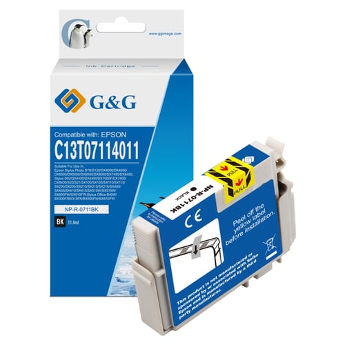 G&G Epson T0711/T0891 Preto Cartucho de Tinta Compatível, 11.4 ml - Tinteiro Compatível C13T07114012/C13T08914011