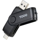 Leitor de cartões Tooq USB-C e USB-A - Compatível com SD, Micro SD e TF - Preto - Tooq TQR-3003B