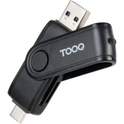 Leitor de cartões Tooq USB-C e USB-A - Compatível com SD, Micro SD e TF - Preto - Tooq TQR-3003B