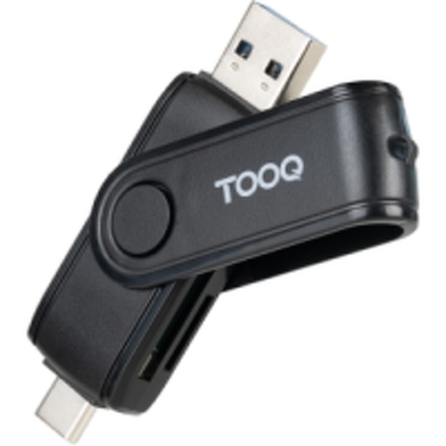 Leitor de cartões Tooq USB-C e USB-A - Compatível com SD, Micro SD e TF - Preto - Tooq TQR-3003B