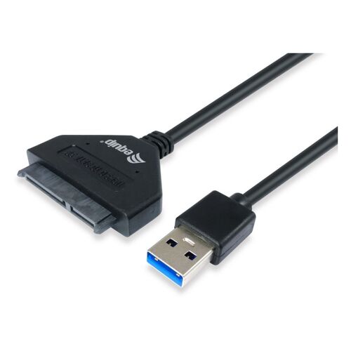 Adaptador Equip USB 3.2 para SATA - Taxa de transferência 5 Gbit/s - Suporta discos rígidos SATA 1/2/3 de 2,5" - Compatível com UASP - Comprimento 50cm - Corta preta - Equip 133471