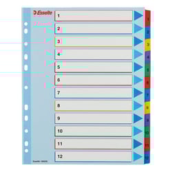 Separadores A4 Extra Largo Cartolina Regravável (1 a 12) (297X245) - Esselte 1721083
