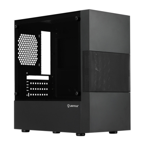 Unykach Aero C25 MicroATX Enclosure - Fonte de alimentação de 500 W incluída - Tamanho de disco suportado 3,5", 2,5" - USB-A 3.0 e áudio - Unykach UK52125