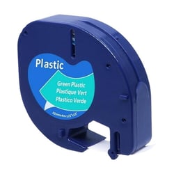 Fita de etiquetas genérica Dymo LetraTag S0721640 para impressora de etiquetas - Texto preto sobre fundo verde - Largura 12 mm x 4 metros (91204) - DYR-91204