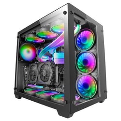 Caixa para PC Mars Gaming MCV3 E-ATX Tamanho XXL - Vidro duplo temperado - Capacidade expandida XXL - Estrutura modular de câmara dupla - Suporte de arrefecimento total - Cor preta - Mars Gaming 235457