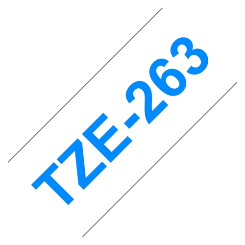 Brother TZe263 Generic Laminating Label Tape - Texto azul sobre fundo branco - Largura 36mm x 8 metros - BR-TZE263