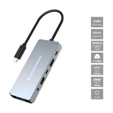 CONCEPTRONIC DOCK USB-C 1xHDMI 8K 1xUSB10G 1xUSBC RJ45 3.5 100W PD - Conceptronic 110519807101