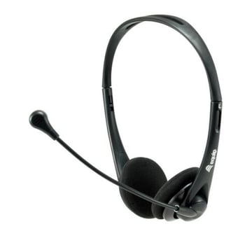 Equipar altifalantes estéreo com microfone USB flexível - Banda para a cabeça ajustável - Almofadas para os ouvidos com almofadas para os ouvidos - Controlos no cabo - Equipar 245305