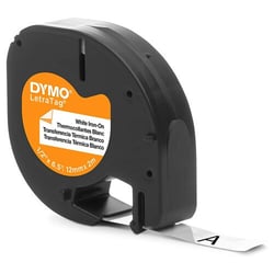 Dymo LetraTag S0718850 Fita adesiva para etiquetas têxteis com placa original para impressora de etiquetas - Texto preto sobre fundo branco - Largura 12 mm x 2 metros (18769) - Dymo S0718850