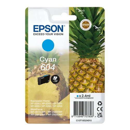 Epson 604 Cyan Original Cartucho de Tinta - C13T10G24010 - Epson C13T10G24010