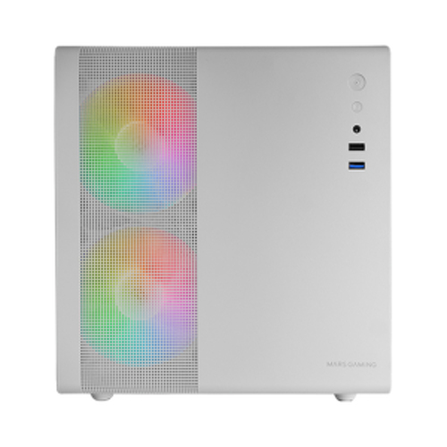 Caixa MARS GAMING MC400W PREMIUM MICRO-ATX CUBE , 3X FRGB FAN, GLASS, MESH, WATERC. , WHITE - Mars Gaming MC400W