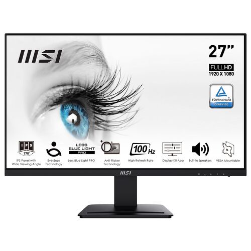 Monitor MSI PRO PRO MP273A 27\" FHD 100Hz 1ms(MRPT) Freesync 300nits, HAS, EyesErgo, LessBlueLight - MSI 9S6-3PB4CH-068