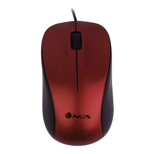 Rato USB NGS Crew 1200dpi - 3 botões - Utilização ambidestra - Cabo de 1,30 m - Vermelho/Preto - Cor: Vermelho/Preto - NGS 126673