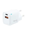 Carregador de Parede Coolbox GaN 20W USB-C/USB-A Carregamento Rápido - Compacto - USB Duplo - Eficiência Energética - Cor Branco - Coolbox 298407
