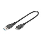 DIGITUS USB 3.0 CABO USB A - MICRO USB B M/M 0.5M USB 3.0 PRETO - DIGITUS AK-300117-005-S