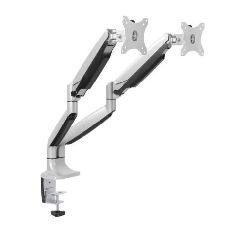 Suporte de mesa Tooq com braços articulados para 2 monitores 13"-32" - Giratório e inclinado - Pistão a gás - Peso máximo 9kg x braço - VESA 100x100mm - Tooq DB3132TNR-S