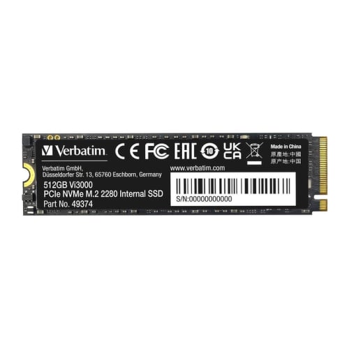 VERBATIM SSD VI3000 512GB PCIE NVME M.2 (3000MB/S) - Verbatim 49374