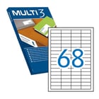 Multi3 Embalagem de 34.000 etiquetas brancas com rebordo reto, tamanho 48,5X16,9mm, com adesivo permanente para múltiplas utilizações - Multi3 199726