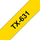 Fita laminada. Texto preto sobre fundo amarelo. Largura: 12 mm. Comprimento: 15 m - Brother TX631