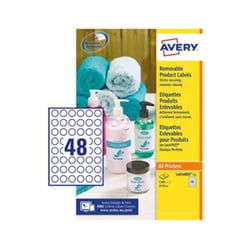 Etiquetas Redondas Removíveis 25mm Avery 25 Folhas 1200un - Avery AVEL4850REV-25