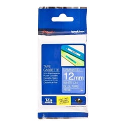 Fita laminada. Texto branco sobre fundo azul. Largura: 12 mm. Comprimento: 8 m - Brother TZe535