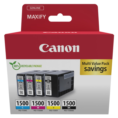 PGI-1500 BK/C/M/Y MULTI - Ink Value Pack (Black & Colour Cartridges) - Canon 9218B006