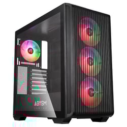 Abysm Danube Kamp BX300 Black Tower Case ATX, ITX, Micro ATX - Lado de vidro temperado - 3,5" e 2,5" - USB-A, USB-C e áudio - 4 aberturas ARGB instaladas - Suporta refrigeração líquida - Abysm 265832