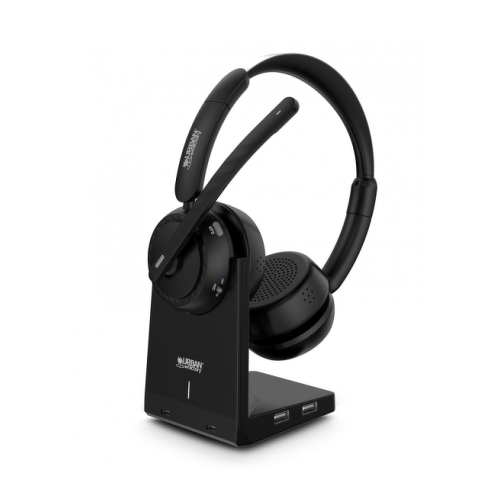 Fones de ouvido Urban Factory Movee Max Bluetooth 5.2 - Cancelamento de ruído ativo - Suporte de carregamento - Microfone com redução de ruído ambiente - Preto - Urban Factory HBV70UF