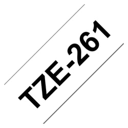 Fita de etiquetas laminadas genéricas Brother TZe261 - Texto preto sobre fundo branco - Largura 36 mm x 8 metros - BR-TZE261
