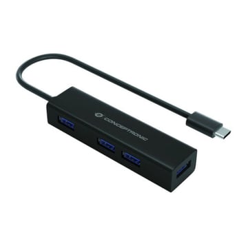 CONCEPTRONIC HUB USB-C 4 PORT USB3.0 ALUMINIO PRETO - Conceptronic 110516207101