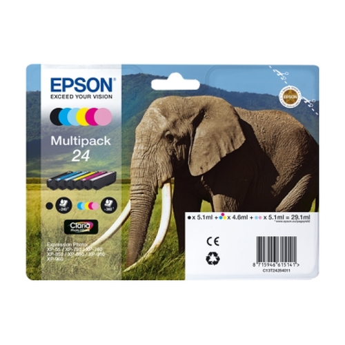 Pacote com 6 cartuchos de tinta originais Epson T2428 (24) - C13T24284011 - Epson C13T24284011