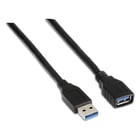 Cabo de Extensão USB 3.0 Aisens - Tipo A Macho para Fêmea - 2,0 m - Preto - Aisens A105-0042