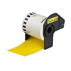 Brother DK22606 - Etiquetas de tamanho personalizado genéricas - Largura 62mm x 15,24 metros - Texto preto sobre fundo amarelo - BR-DK22606