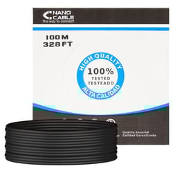 Carretel nanocabo de cabo de rede rígido à prova d'água para exterior RJ45 Cat.6 UTP AWG24 100m - Cor preta - Nanocable 10.20.0502-EXT-BK