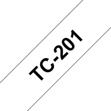 Fita laminada. Texto preto sobre fundo branco. Largura: 12 mm. Comprimento: 7,7 m - Brother TC201