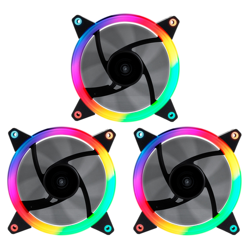 Unykach Candy 30 Pack de 3 ventoinhas de 120mm com iluminação ARGB - Velocidade máx. 1500rpm - Controlador e controlo remoto - Preto - Unykach 51801