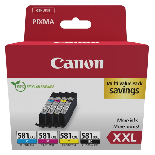 Tinteiro CANON Multipack CLI-581XXL C/M/Y/BK - Canon 1998C007