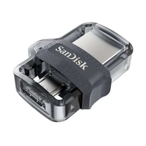 Memória Sandisk Ultra Dual Drive m3.0 USB 3.0 e Micro USB 128GB - Velocidade de leitura até 150MB/s - Transparente/Preto (unidade flash) - Sandisk SDDD3-128G-G46