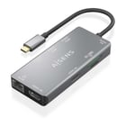 Base de ligação USB-C 9 em 1 da Aisens - USB-C para 2xHDMI - 1xRJ45 - 2xUSB-A USB3.0 - 1xUSB-A USB2.0 - 1xUSB-C PD - 1xSD - 1xMicro SD - 15 cm - Cor cinzenta - Aisens 294342