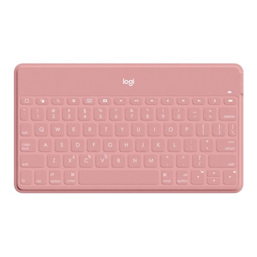 Logitech Keys to Go Bluetooth Keyboard para iPhone, iPad e Apple TV - Teclas de acesso direto - Base de ligação para smartphone - Ultra-leve - Proteção contra derrames - Rosa - Logitech 124823