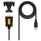 Impressoras Nanocabo Conversor USB para Serial - Tipo A/M-RS232 DB9/M DB25/M - 1,8 m - Cor Preto - Nanocable 10.03.0002