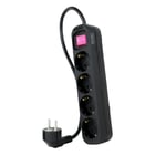 Faixa de proteção de nanocabo com 4 Shucks - Cabo de 1,40 m - Interruptor liga/desliga - Cor preta - Nanocable 10.37.0004-BK