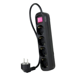 Faixa de proteção de nanocabo com 4 Shucks - Cabo de 1,40 m - Interruptor liga/desliga - Cor preta - Nanocable 10.37.0004-BK