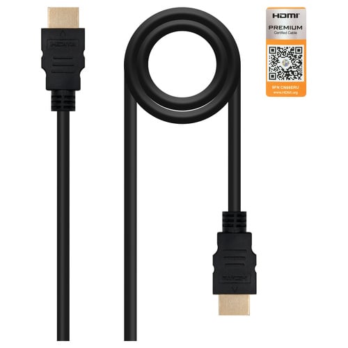 Nanocable HDMI v2.0 Premium Macho para HDMI v2.0 Premium Macho Cabo 2m - 4K@60Hz 18Gbps - Alta Velocidade - Cor Preta - Nanocable 10.15.3602