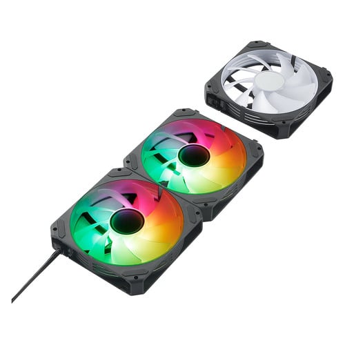 Abysm Gaming Arclight 2.0 ARGB Preto Conjunto de 3 ventiladores de 120mm com iluminação ARGB - Velocidade máxima. 1500rpm - Ligação em série - Abysm AB311001B