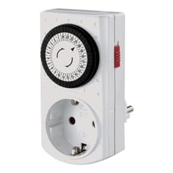 Tomada Mini Temporizador Mecânico de 24 horas 230V Branco - Perel VELE305DM-G
