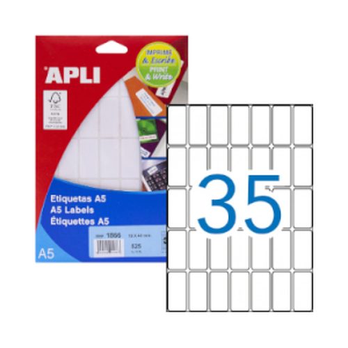 Etiquetas 019x040mm 15Fls A5 Apli 525un - APLI APL1866