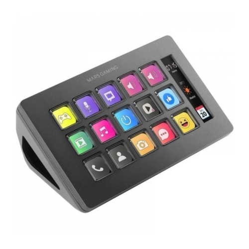 Mars Gaming MSD-ONE Controlador para difusão/transmissão, trabalho, jogos - Design compacto e fino - Ecrã LCD de grandes dimensões - Software personalizável - Compatível com Windows e Mac - Cor preta - Mars Gaming 296752