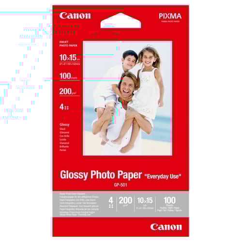 Papel Glossy Photo Paper "Everyday Use" 10x15 (4x6"), Cx.100 Folhas, 200Grs - Canon 0775B003