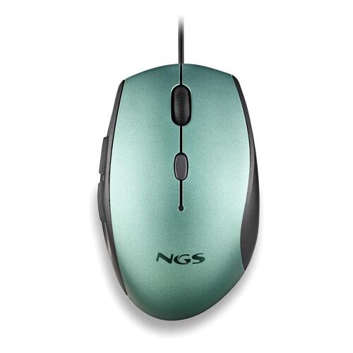 Rato USB NGS Moth Ice 1600dpi + Adaptador USB-A para USB-C - 5 botões - Utilização com a mão direita - Cabo de 1,80 m - Verde metalizado/preto - NGS 236667